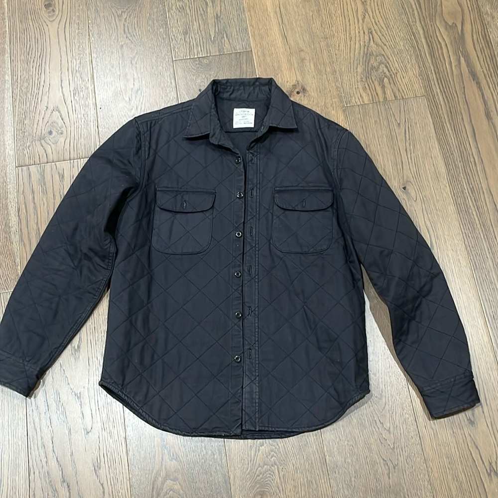J. Crew Black Quilted Shirt Jacket